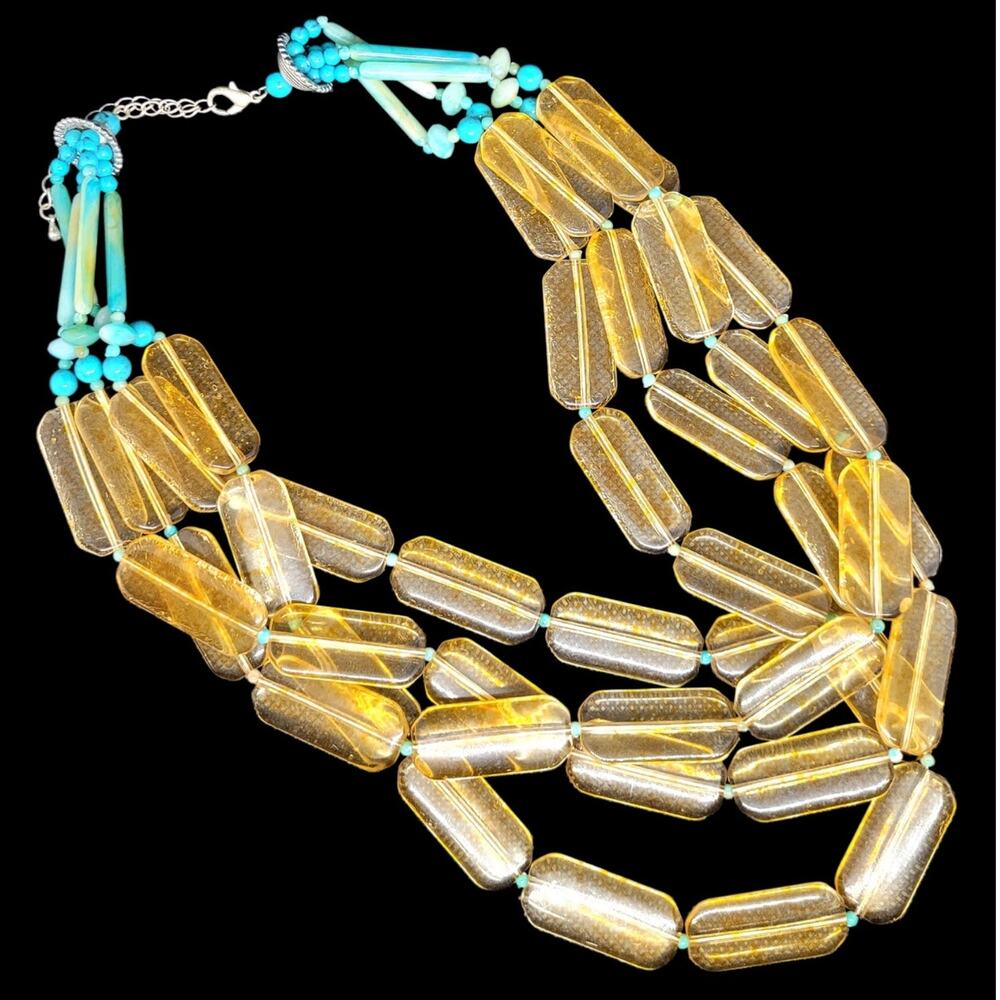 Playful Swirl Bead Necklace Vintage Multi‎ Strand Retro Statement Chic 17-20in